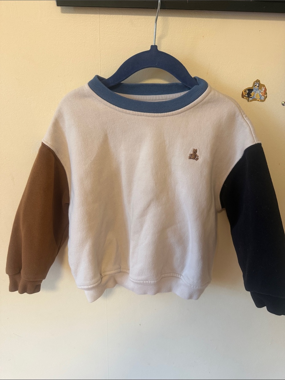 GAP Baby Cream Sweatshirt with Blue Rib Trim